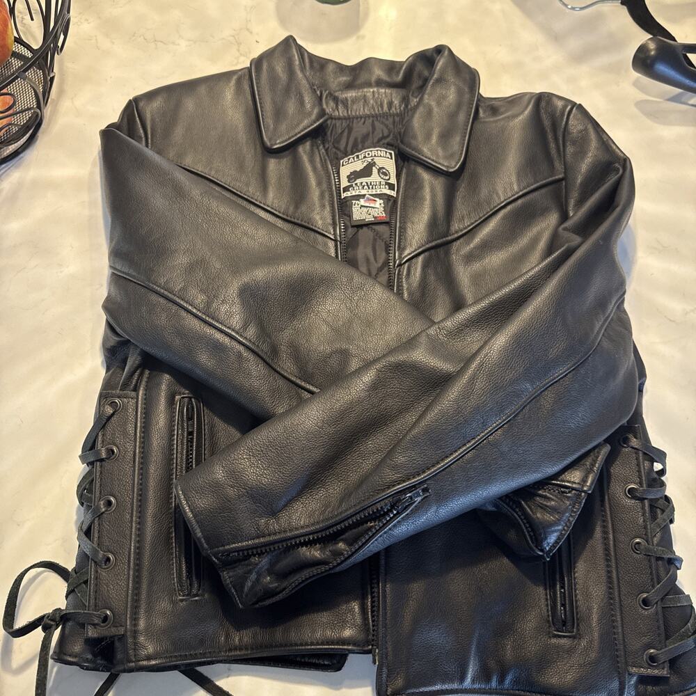 LEATHER MOTORCYCLE JACKET - CALIFORNIA CREATIONS USA WOMEN'S SIZE 18 - Picture 7 of 8